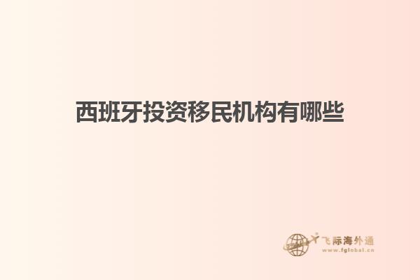 西班牙投资移民机构有哪些