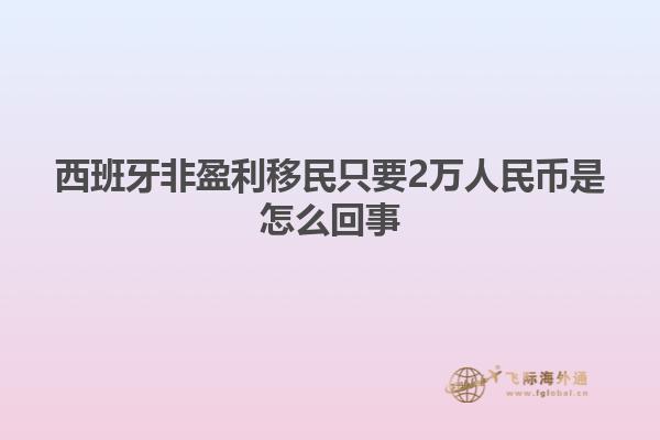 西班牙非盈利移民只要2万人民币是怎么回事