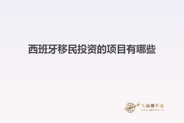 西班牙移民投资的项目有哪些