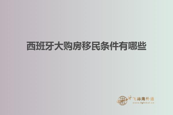 西班牙大购房移民条件有哪些