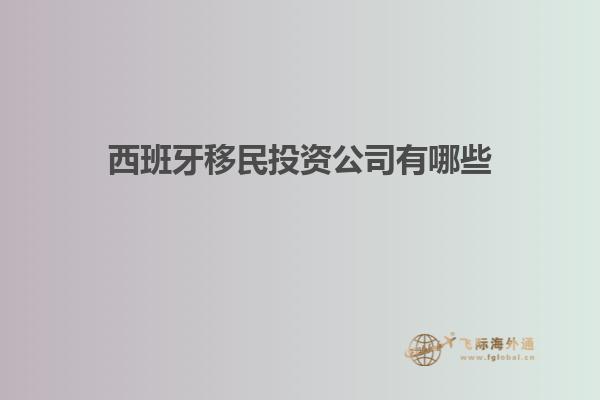 西班牙移民投资公司有哪些