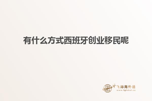 有什么方式西班牙创业移民呢