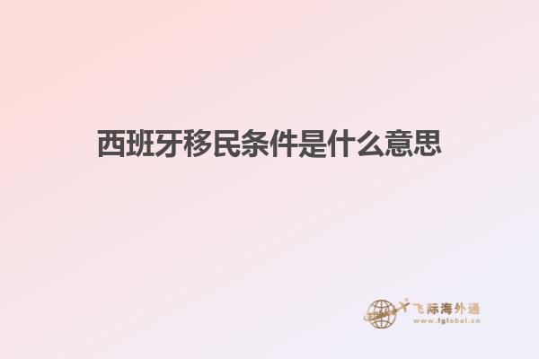 西班牙移民条件是什么意思