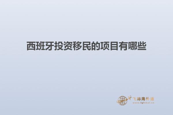 西班牙投资移民的项目有哪些