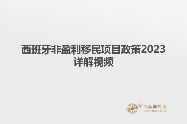 西班牙非盈利移民项目政策2023详解视频