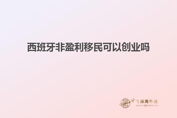 西班牙非盈利移民可以创业吗