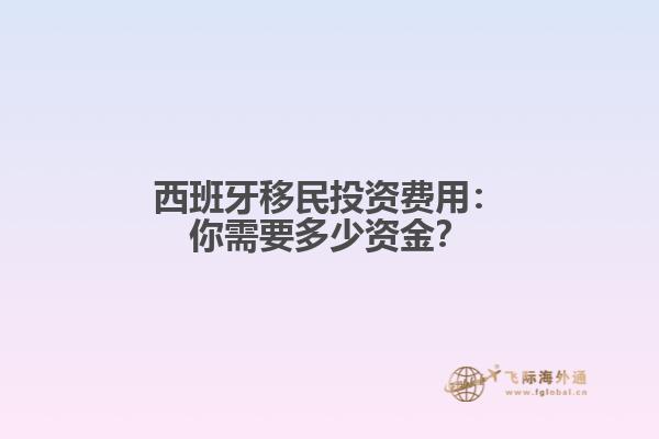 西班牙移民投资费用：你需要多少资金？