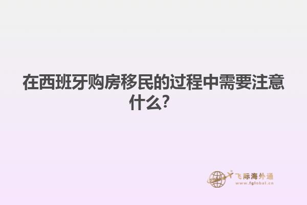 在西班牙购房移民的过程中需要注意什么？