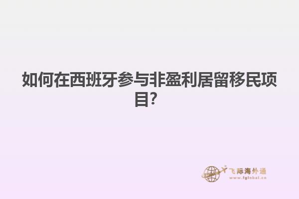 如何在西班牙参与非盈利居留移民项目？