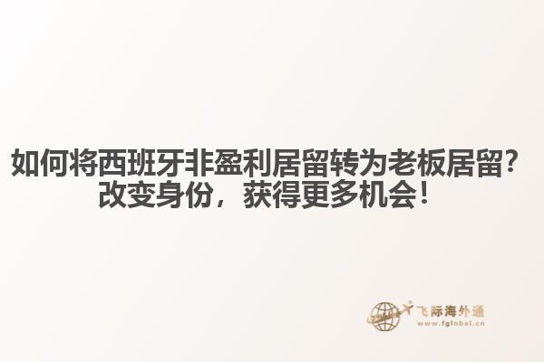 如何将西班牙非盈利居留转为老板居留？改变身份，获得更多机会！