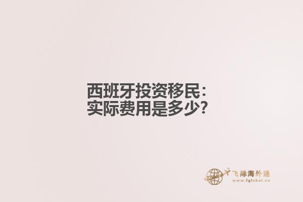 西班牙投资移民：实际费用是多少？
