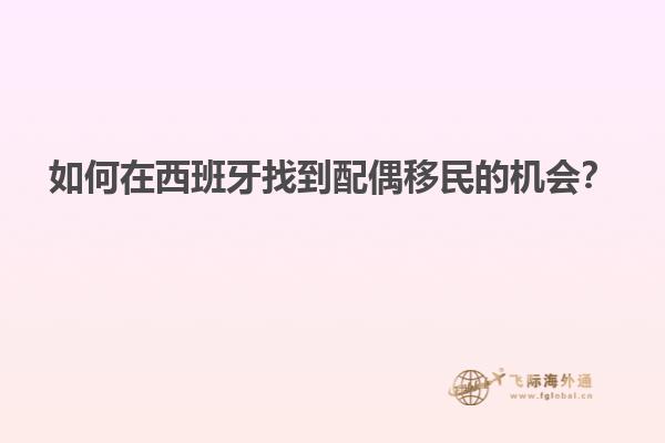 如何在西班牙找到配偶移民的机会？