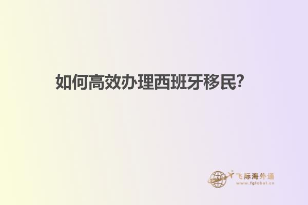 如何高效办理西班牙移民？