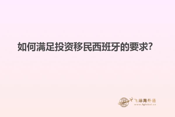 如何满足投资移民西班牙的要求？