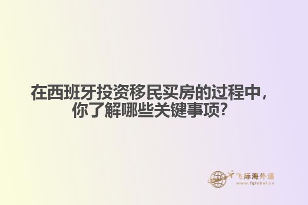 在西班牙投资移民买房的过程中，你了解哪些关键事项？