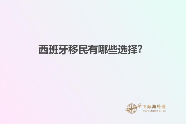 西班牙移民有哪些选择？