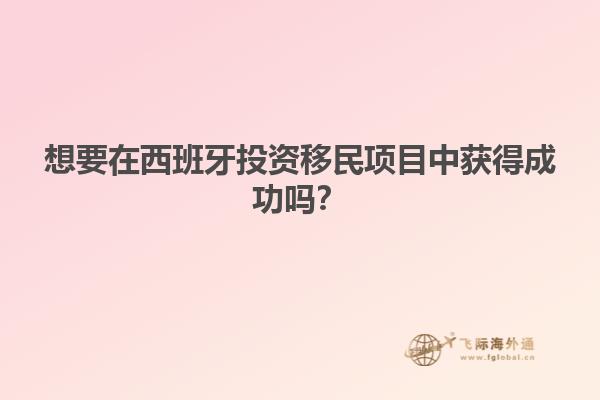 想要在西班牙投资移民项目中获得成功吗？