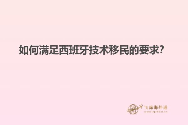如何满足西班牙技术移民的要求？