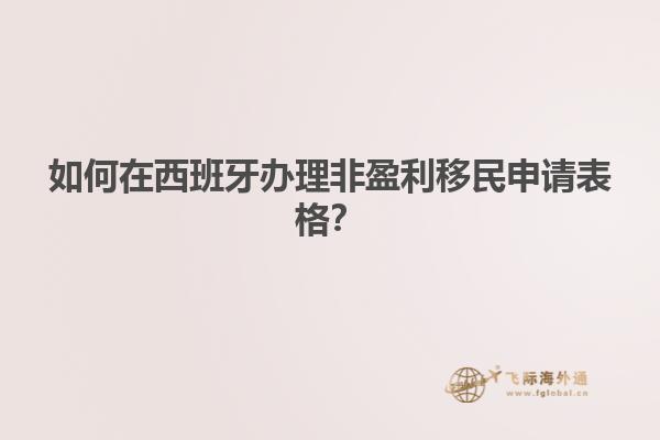 如何在西班牙办理非盈利移民申请表格？
