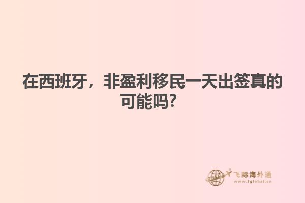 在西班牙，非盈利移民一天出签真的可能吗？