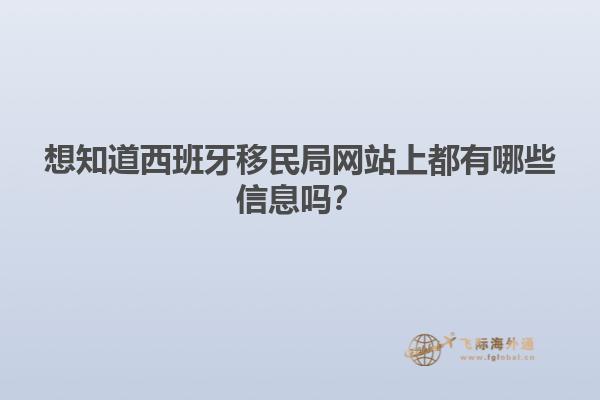 想知道西班牙移民局网站上都有哪些信息吗？