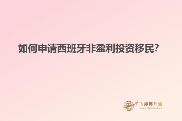 如何申请西班牙非盈利投资移民？
