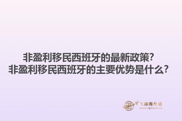 非盈利移民西班牙的最新政策？非盈利移民西班牙的主要优势是什么？