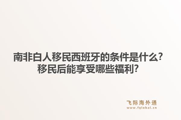 南非白人移民西班牙的条件是什么？移民后能享受哪些福利？