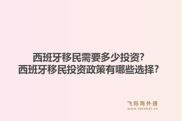 西班牙移民需要多少投资？西班牙移民投资政策有哪些选择？