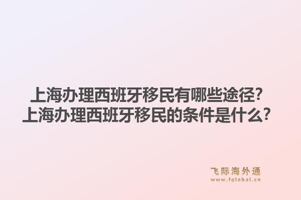 上海办理西班牙移民有哪些途径？上海办理西班牙移民的条件是什么？