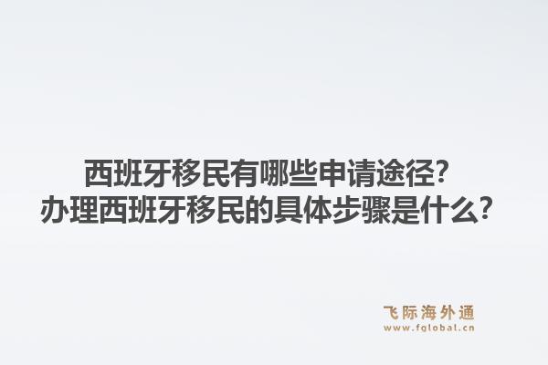 西班牙移民有哪些申请途径？办理西班牙移民的具体步骤是什么？