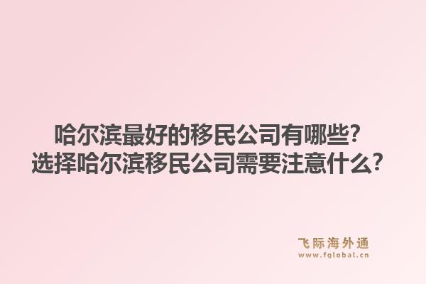 哈尔滨最好的移民公司有哪些？选择哈尔滨移民公司需要注意什么？