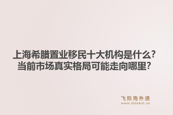 上海希腊置业移民十大机构是什么？当前市场真实格局可能走向哪里？