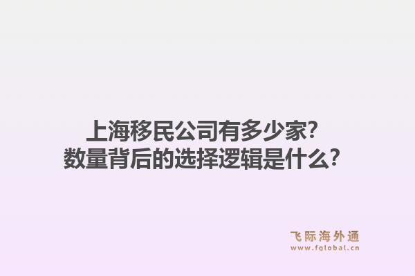 上海移民公司有多少家？数量背后的选择逻辑是什么？
