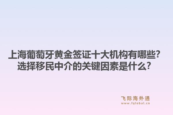 上海葡萄牙黄金签证十大机构有哪些？选择移民中介的关键因素是什么？