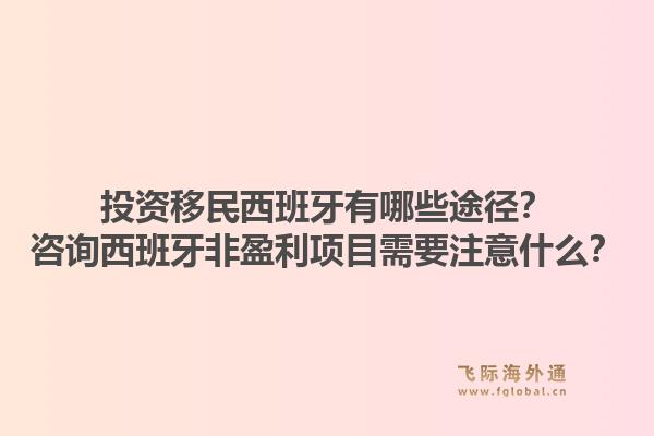 投资移民西班牙有哪些途径？咨询西班牙非盈利项目需要注意什么？1.jpg