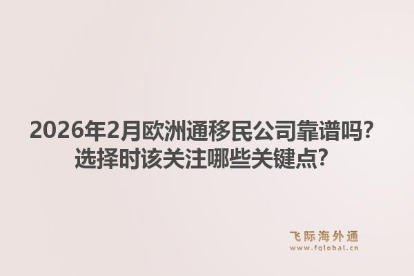 2026年2月欧洲通移民公司靠谱吗？选择时该关注哪些关键点？