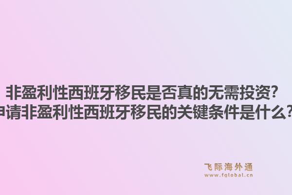 非盈利性西班牙移民是否真的无需投资?申请非盈利性西班牙移民的关键条件是什么?1.jpg
