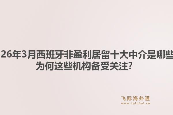 2026年3月西班牙非盈利居留十大中介是哪些？为何这些机构备受关注？