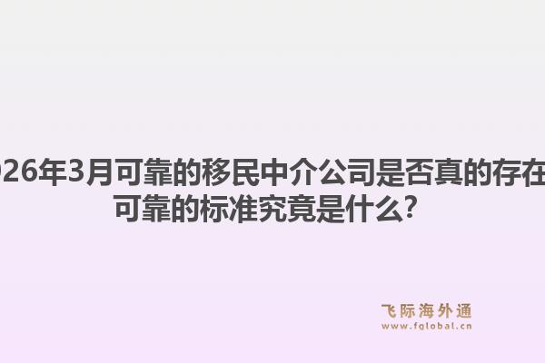 2026年3月可靠的移民中介公司是否真的存在？可靠的标准究竟是什么？