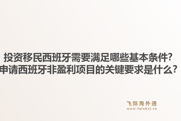 投资移民西班牙需要满足哪些基本条件？申请西班牙非盈利项目的关键要求是什么？1.jpg
